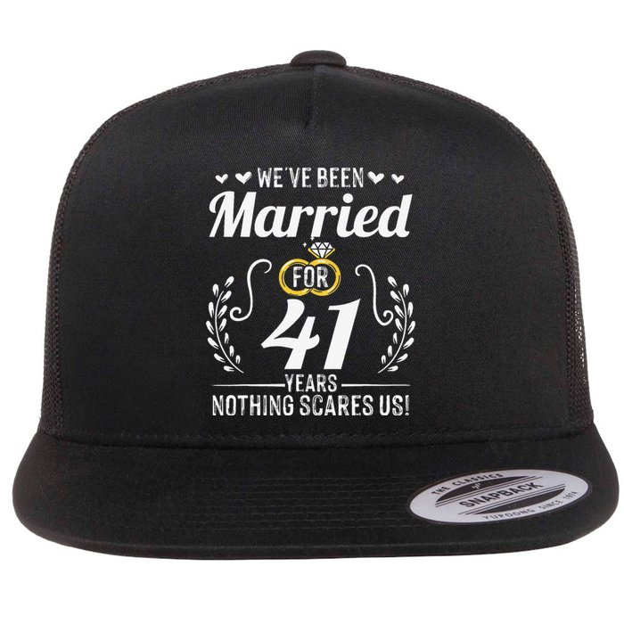 We've Been Married For 41 Years For Couples 41st Anniversary Flat Bill Trucker Hat