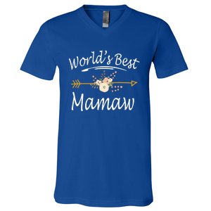 WorldS Best Mamaw Gift Mothers Day Cute Funny Gift V-Neck T-Shirt