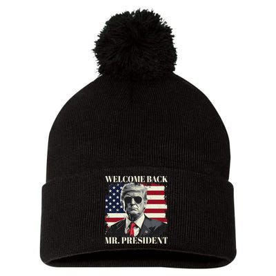 Welcome Back Mr President Trump Power Patriotic Usa Flag Pom Pom 12in Knit Beanie