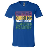 Warning Burritos Make Your Clothes Shrink Mexican Burrito Gift V-Neck T-Shirt