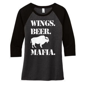 Wings Beer Mafia Buffalo Ny Buffalo Football Women's Tri-Blend 3/4-Sleeve Raglan Shirt