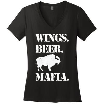Wings Beer Mafia Buffalo Ny Buffalo Football Women's V-Neck T-Shirt