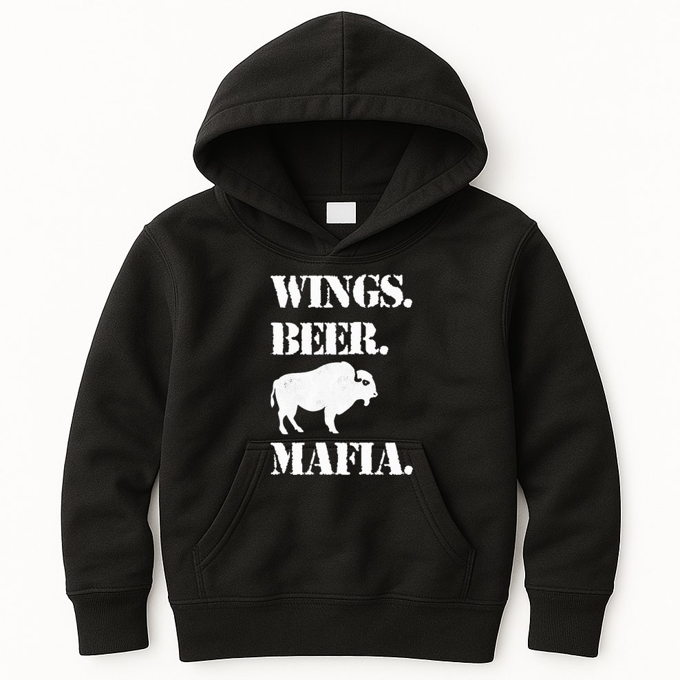 Wings Beer Mafia Buffalo Ny Buffalo Football Kids Hoodie