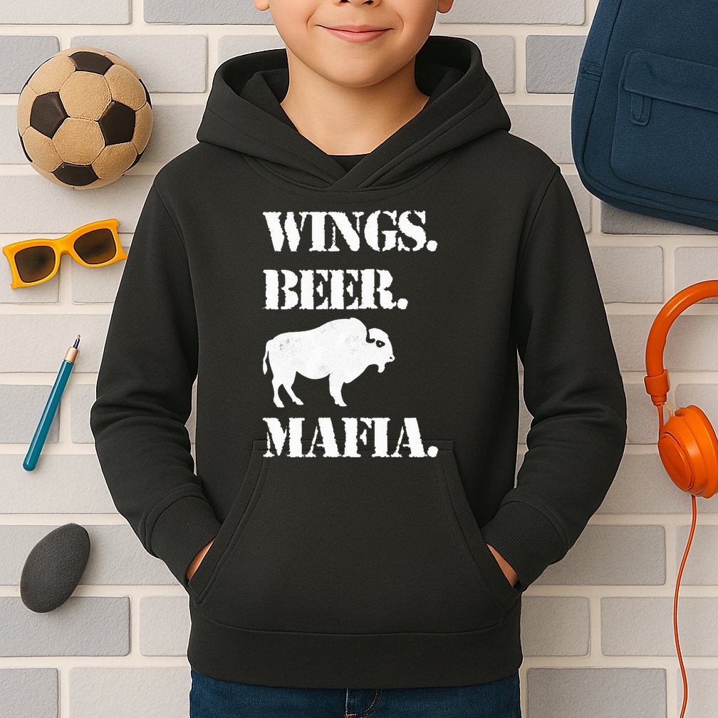 Wings Beer Mafia Buffalo Ny Buffalo Football Kids Hoodie