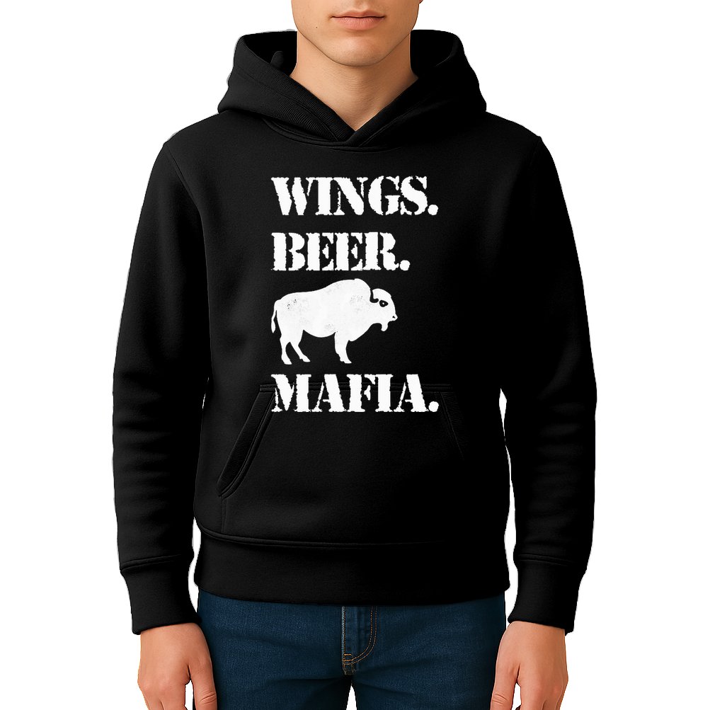 Wings Beer Mafia Buffalo Ny Buffalo Football Kids Hoodie