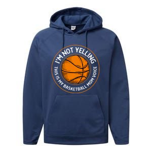 Wo's Basketball Mom Voice Gift Funny Basketball Mama Gift Performance Fleece Hoodie