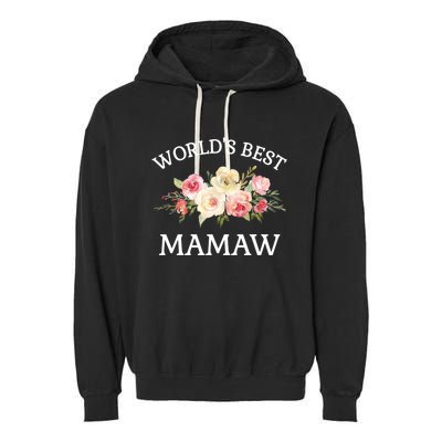 World's Best Mamaw Pink Watercolor Flower Bouquet Meaningful Gift Garment-Dyed Fleece Hoodie