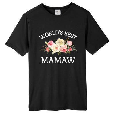 World's Best Mamaw Pink Watercolor Flower Bouquet Meaningful Gift Tall Fusion ChromaSoft Performance T-Shirt