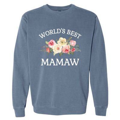 World's Best Mamaw Pink Watercolor Flower Bouquet Meaningful Gift Garment-Dyed Sweatshirt