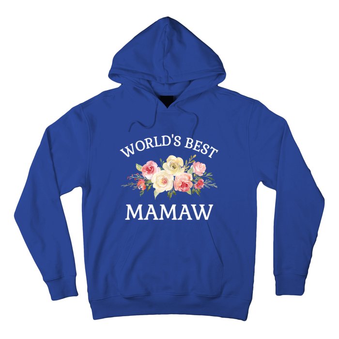 World's Best Mamaw Pink Watercolor Flower Bouquet Meaningful Gift Hoodie