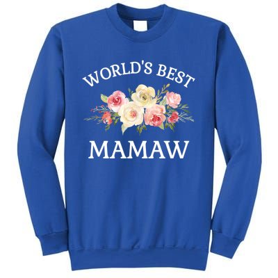 World's Best Mamaw Pink Watercolor Flower Bouquet Meaningful Gift Sweatshirt