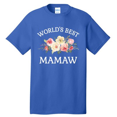 World's Best Mamaw Pink Watercolor Flower Bouquet Meaningful Gift Tall T-Shirt