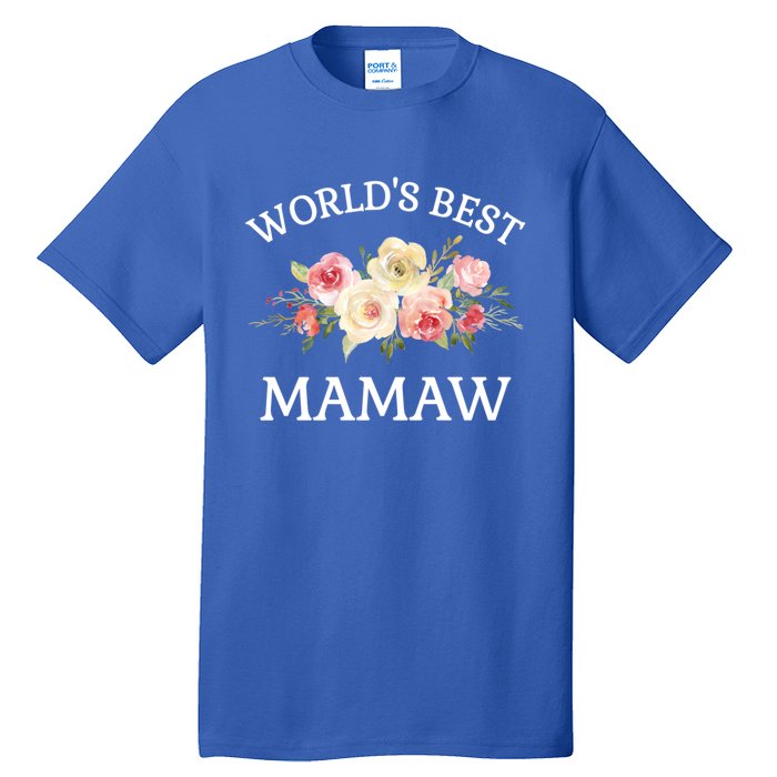 World's Best Mamaw Pink Watercolor Flower Bouquet Meaningful Gift Tall T-Shirt