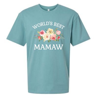 World's Best Mamaw Pink Watercolor Flower Bouquet Meaningful Gift Sueded Cloud Jersey T-Shirt