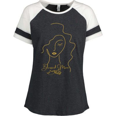 Wo Blessed Mom Mama mom for Mother's Day Enza Ladies Jersey Colorblock Tee