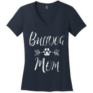 Womens Bulldog Mom French Bulldog Mom Funny Dog Mom Women's V-Neck T-Shirt