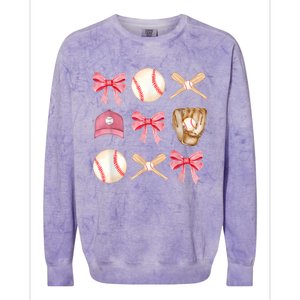 Women Baseball Mom Coquette Mothers Day Baseball Mama Gift Colorblast Crewneck Sweatshirt