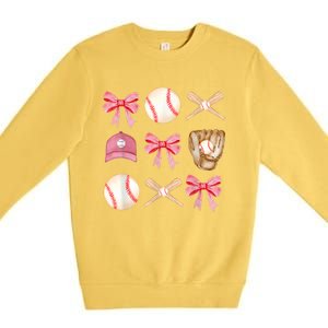 Women Baseball Mom Coquette Mothers Day Baseball Mama Gift Premium Crewneck Sweatshirt