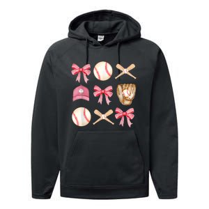 Women Baseball Mom Coquette Mothers Day Baseball Mama Gift Performance Fleece Hoodie