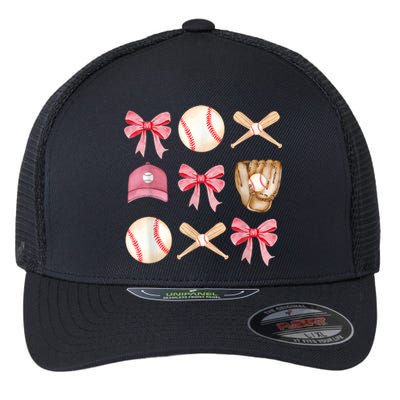 Women Baseball Mom Coquette Mothers Day Baseball Mama Gift Flexfit Unipanel Trucker Cap