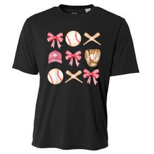 Women Baseball Mom Coquette Mothers Day Baseball Mama Gift Cooling Performance Crew T-Shirt