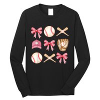 Women Baseball Mom Coquette Mothers Day Baseball Mama Gift Long Sleeve Shirt