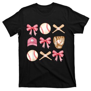 Women Baseball Mom Coquette Mothers Day Baseball Mama Gift T-Shirt