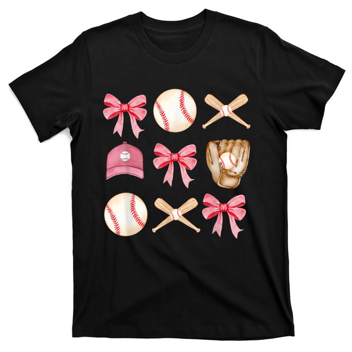 Women Baseball Mom Coquette Mothers Day Baseball Mama Gift T-Shirt