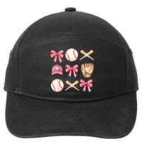 Women Baseball Mom Coquette Mothers Day Baseball Mama Gift 7-Panel Snapback Hat