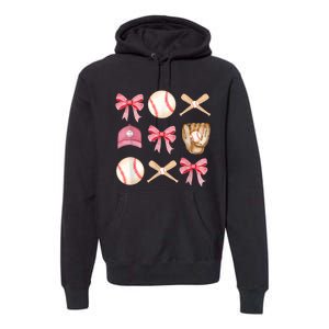 Women Baseball Mom Coquette Mothers Day Baseball Mama Gift Premium Hoodie