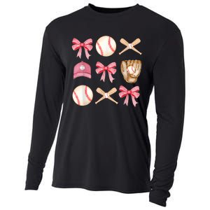 Women Baseball Mom Coquette Mothers Day Baseball Mama Gift Cooling Performance Long Sleeve Crew