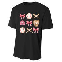 Women Baseball Mom Coquette Mothers Day Baseball Mama Gift Performance Sprint T-Shirt