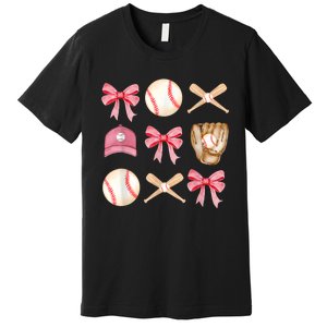 Women Baseball Mom Coquette Mothers Day Baseball Mama Gift Premium T-Shirt