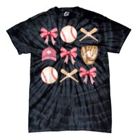 Women Baseball Mom Coquette Mothers Day Baseball Mama Gift Tie-Dye T-Shirt