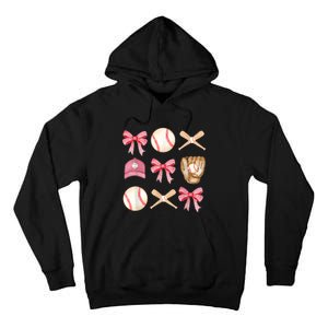 Women Baseball Mom Coquette Mothers Day Baseball Mama Gift Tall Hoodie