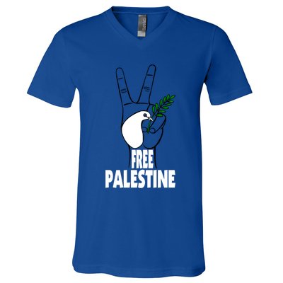 West Bank Middle East Peace Dove Olive Branch Free Palestine Gift V-Neck T-Shirt