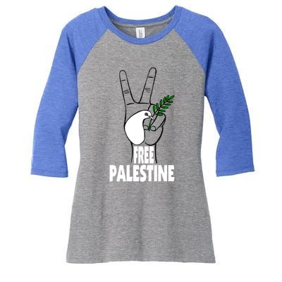 West Bank Middle East Peace Dove Olive Branch Free Palestine Gift Women's Tri-Blend 3/4-Sleeve Raglan Shirt