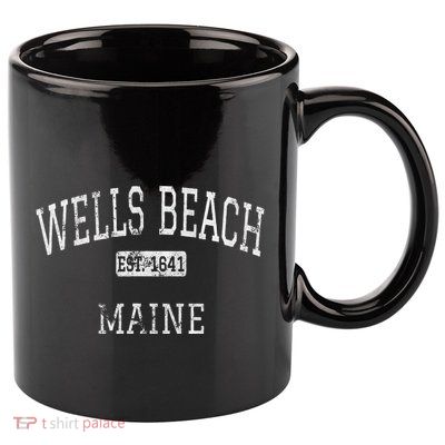 Wells Beach Maine Me Vintage 11oz C Handle Ceramic Mug