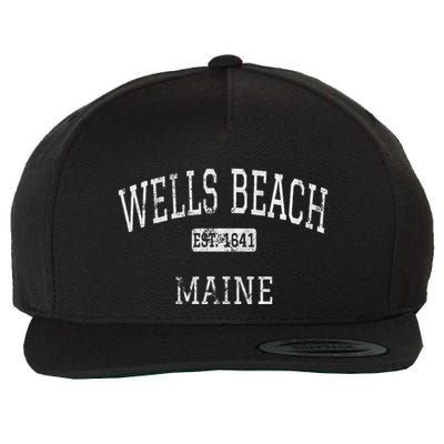 Wells Beach Maine Me Vintage Wool Snapback Cap