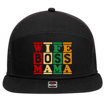 Wife Boss Mama 7 Panel Mesh Trucker Snapback Hat