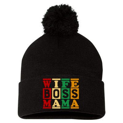 Wife Boss Mama Pom Pom 12in Knit Beanie