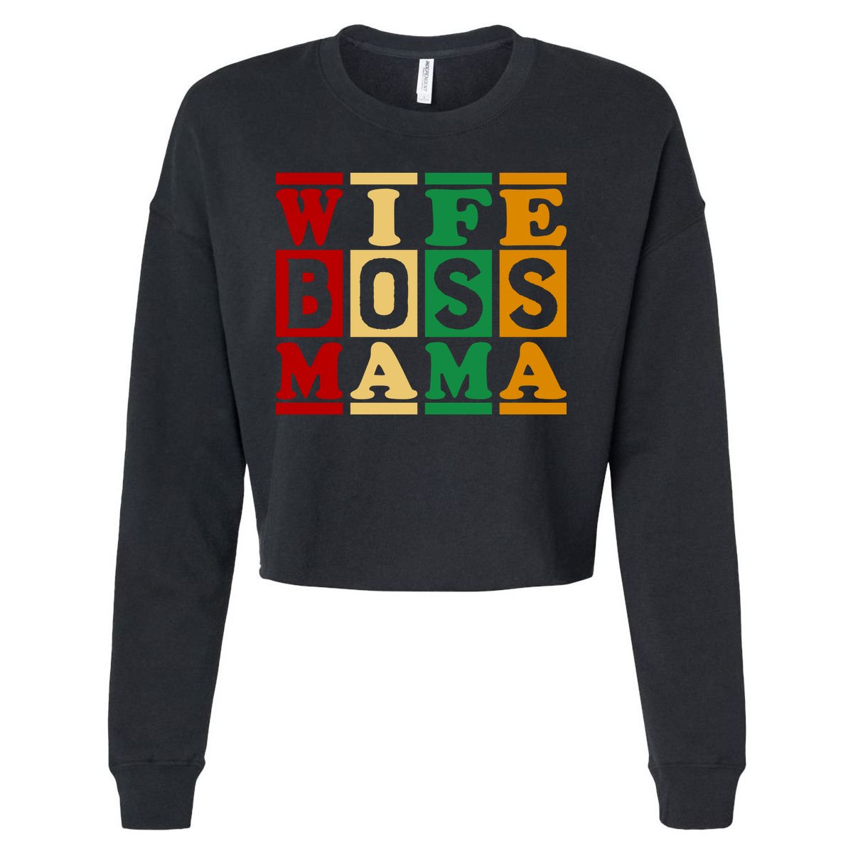 Wife Boss Mama Cropped Pullover Crew