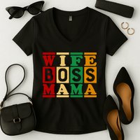 Wife Boss Mama Women's V-Neck T-Shirt
