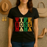 Wife Boss Mama Women's V-Neck T-Shirt