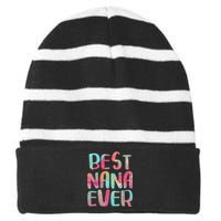 Womens Best Nana Ever Funny Mother's Day Striped Beanie with Solid Band