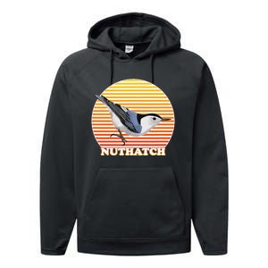 White Breasted Nuthatch Bird Birdlover Birdwatcher Biologist Performance Fleece Hoodie