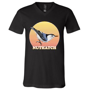 White Breasted Nuthatch Bird Birdlover Birdwatcher Biologist V-Neck T-Shirt