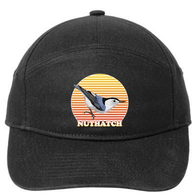 White Breasted Nuthatch Bird Birdlover Birdwatcher Biologist 7-Panel Snapback Hat