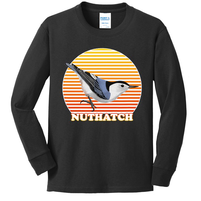 White Breasted Nuthatch Bird Birdlover Birdwatcher Biologist Kids Long Sleeve Shirt