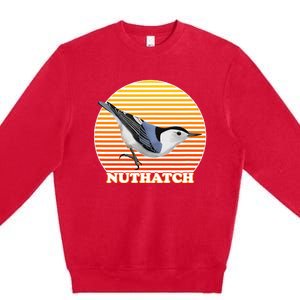 White Breasted Nuthatch Bird Birdlover Birdwatcher Biologist Premium Crewneck Sweatshirt